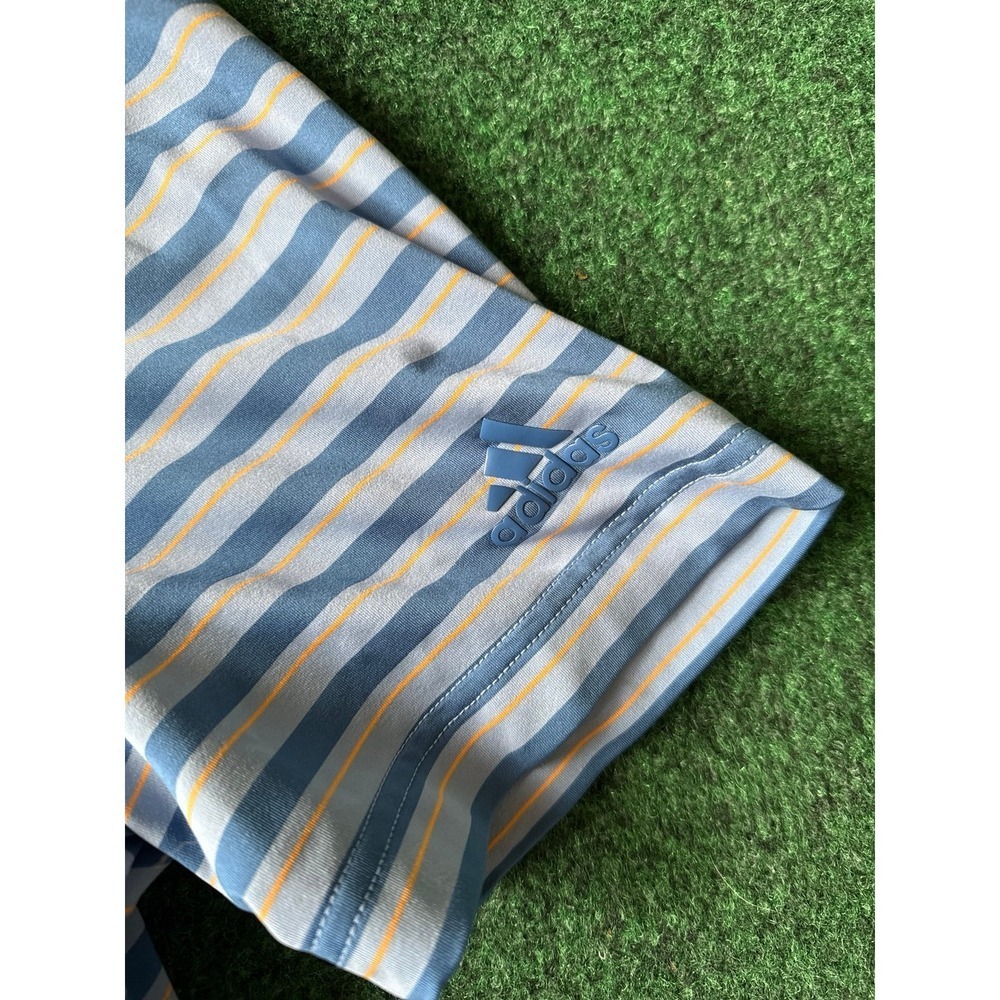 Adidas Golf Polo Shirt Mens Small Blue Striped Performance Short Sleeve D31 - Picture 3 of 4